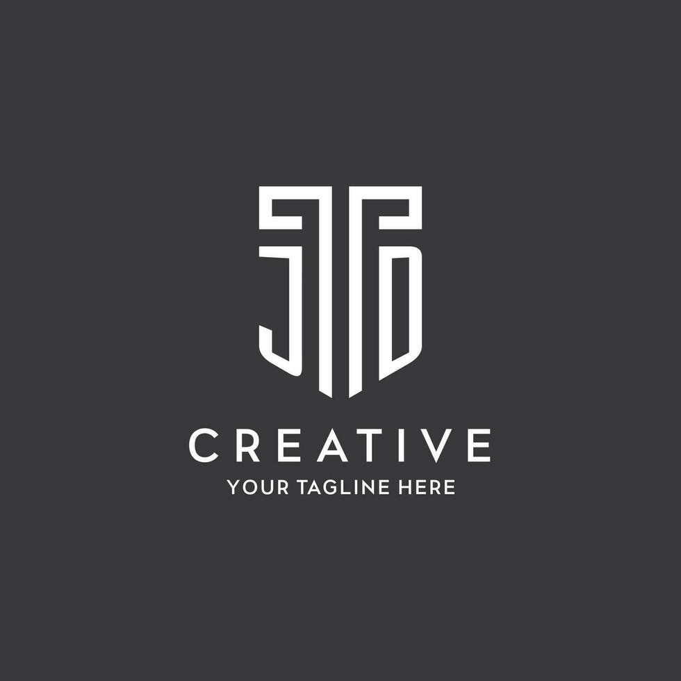 JD monogram initial name with shield shape icon design vector