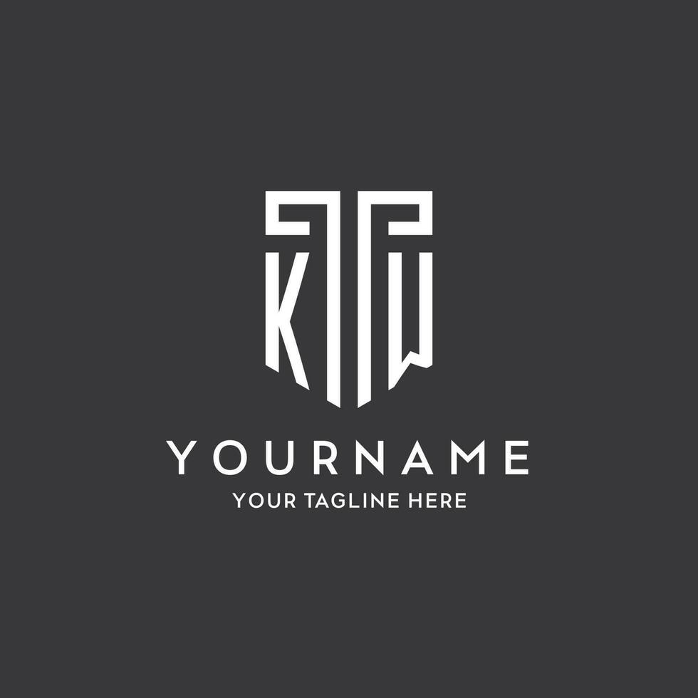 KW monogram initial name with shield shape icon design vector