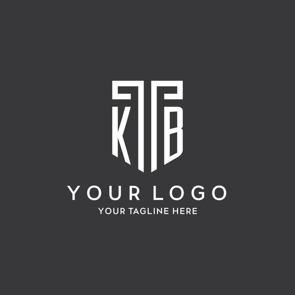 KB monogram initial name with shield shape icon design vector