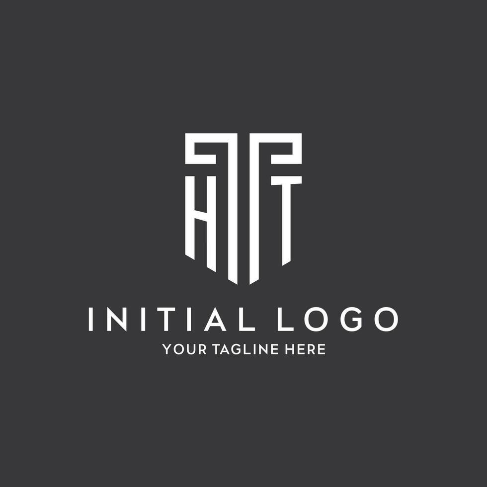 HT monogram initial name with shield shape icon design vector