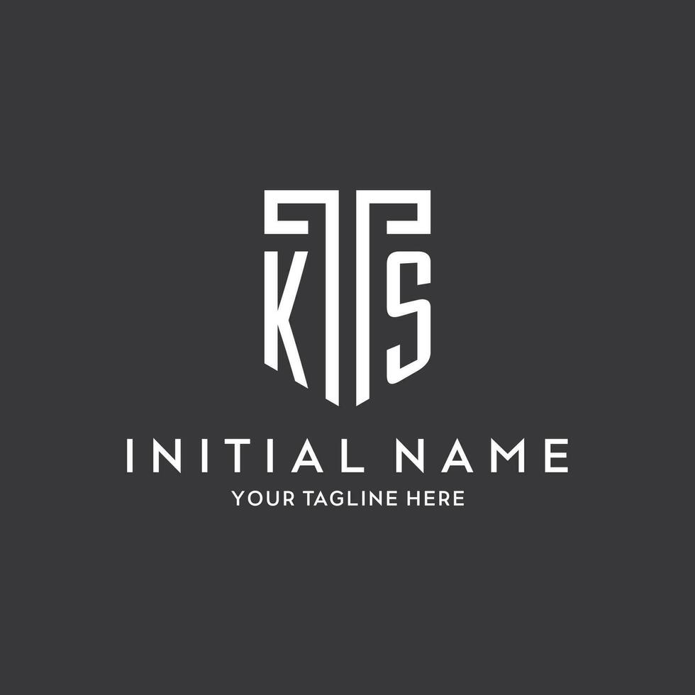 KS monogram initial name with shield shape icon design vector