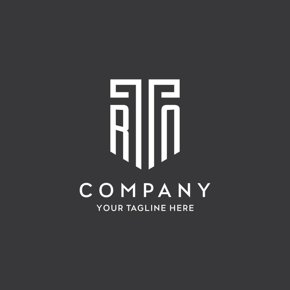 RN monogram initial name with shield shape icon design vector