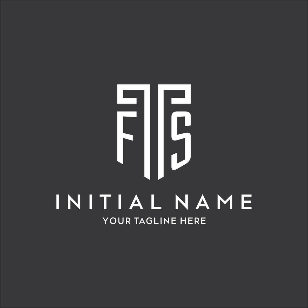 FS monogram initial name with shield shape icon design vector