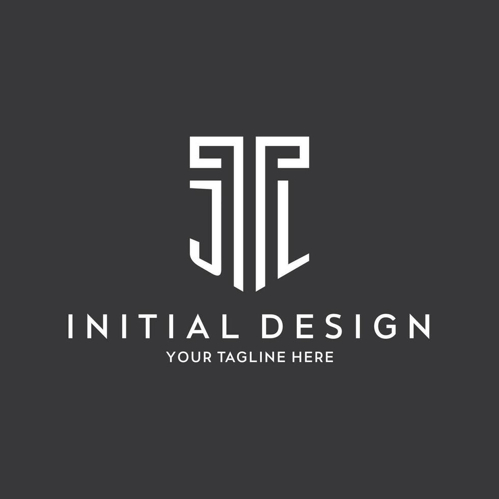 JL monogram initial name with shield shape icon design vector