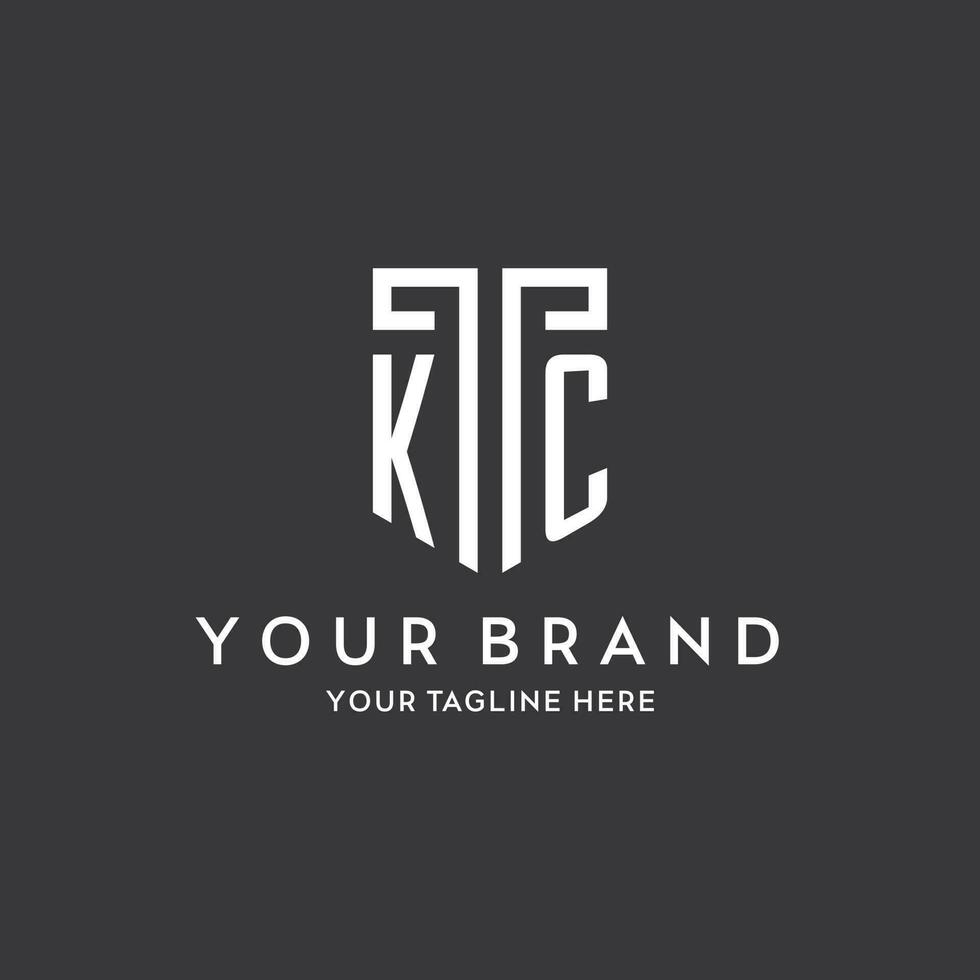 KC monogram initial name with shield shape icon design vector