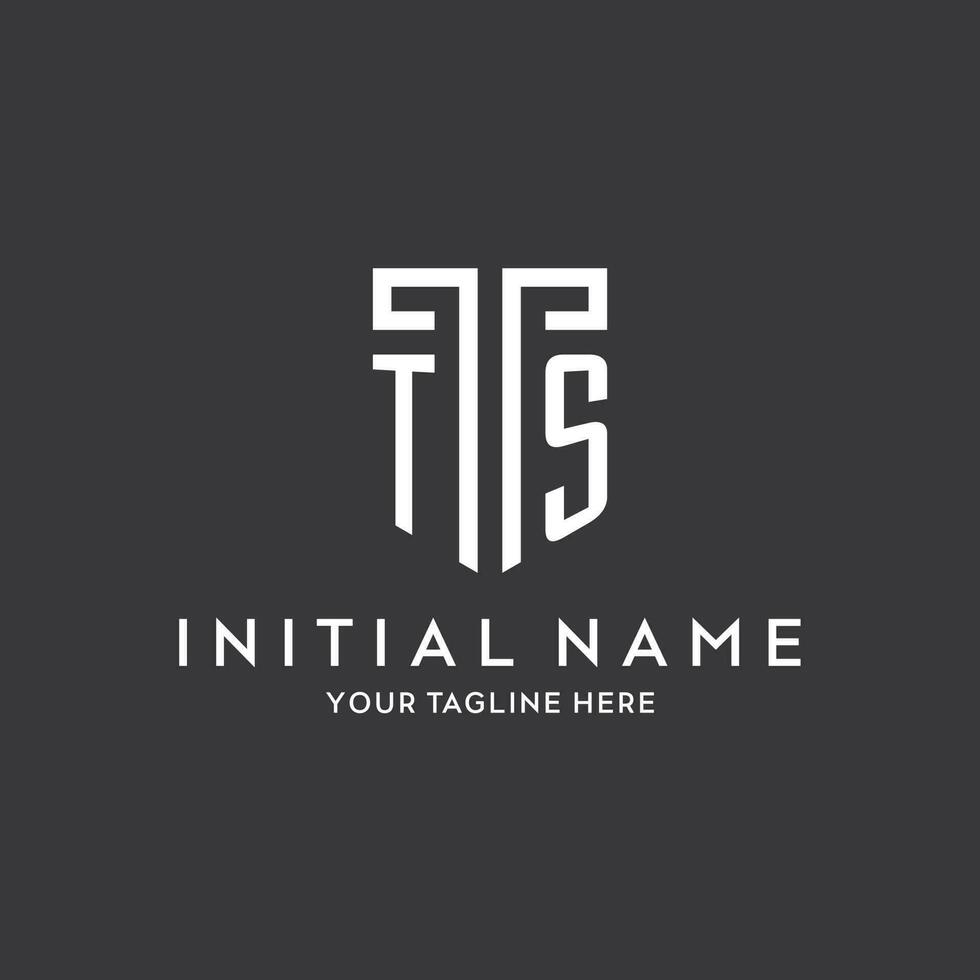 TS monogram initial name with shield shape icon design vector