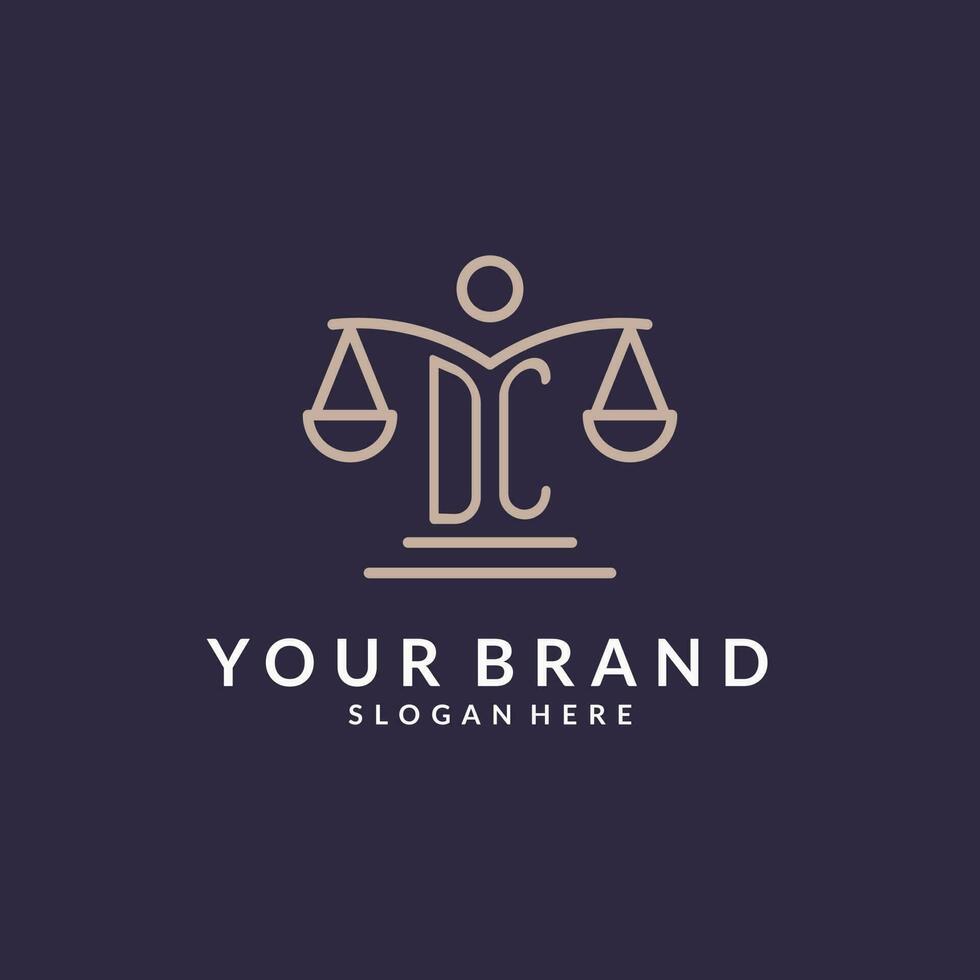 DC initials combined with the scales of justice icon, design inspiration for law firms in a modern and luxurious style vector