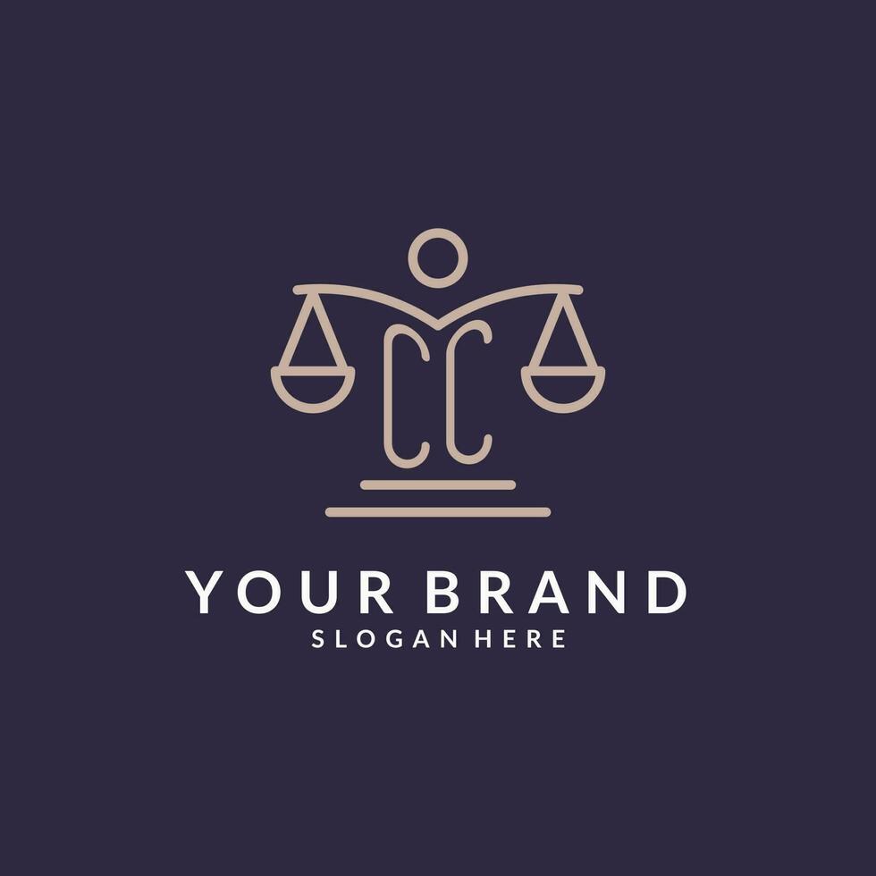 CC initials combined with the scales of justice icon, design inspiration for law firms in a modern and luxurious style vector