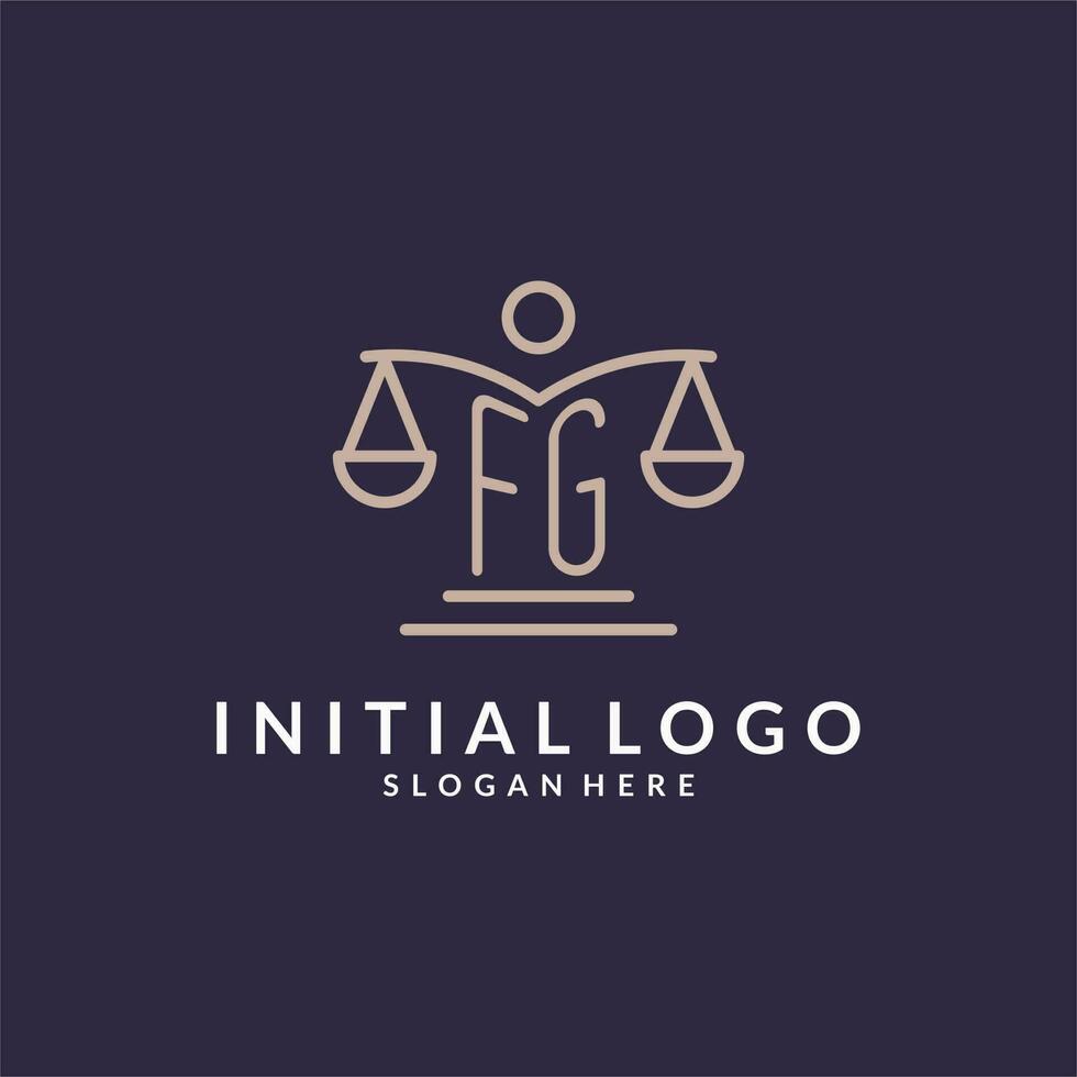 FG initials combined with the scales of justice icon, design inspiration for law firms in a modern and luxurious style vector