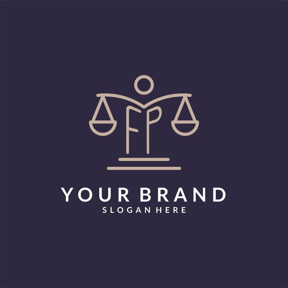 FP initials combined with the scales of justice icon, design inspiration for law firms in a modern and luxurious style vector