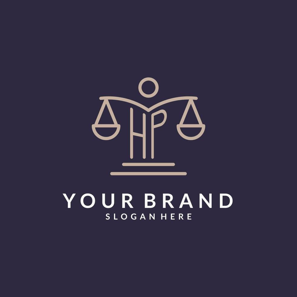 HP initials combined with the scales of justice icon, design inspiration for law firms in a modern and luxurious style vector