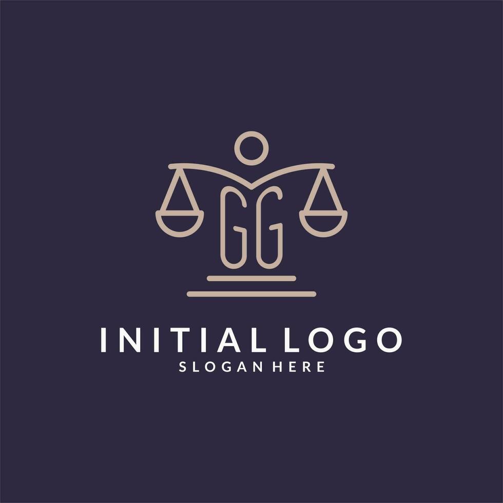 GG initials combined with the scales of justice icon, design inspiration for law firms in a modern and luxurious style vector