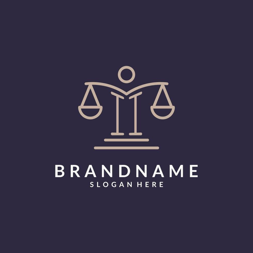 II initials combined with the scales of justice icon, design inspiration for law firms in a modern and luxurious style vector