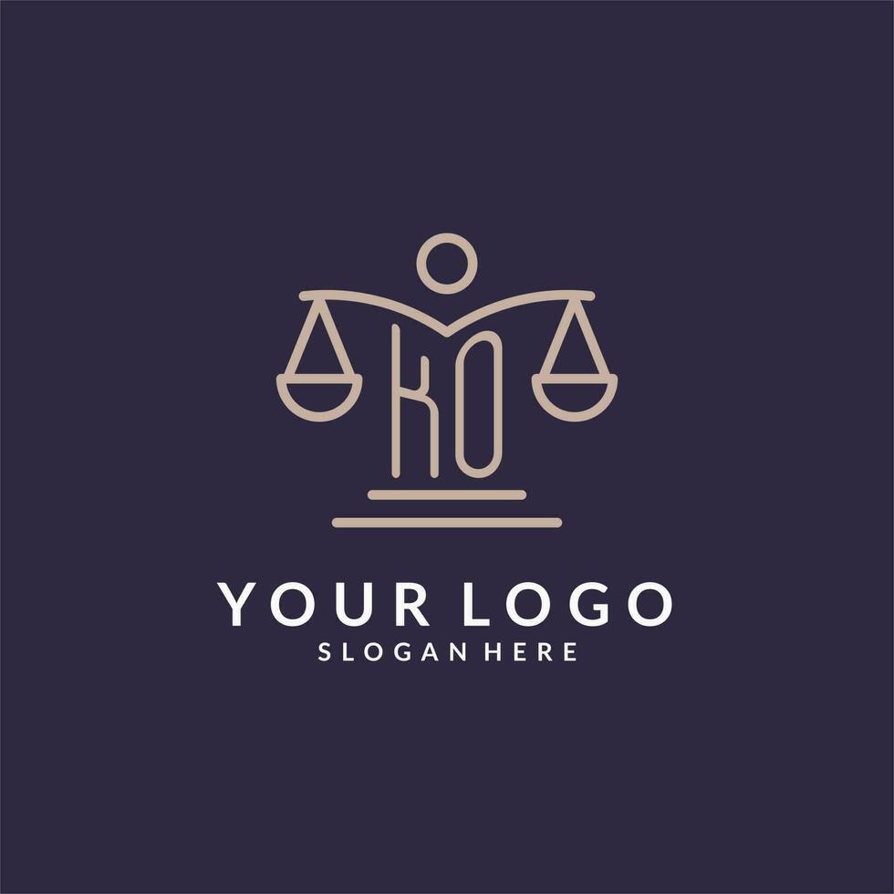 KO initials combined with the scales of justice icon, design inspiration for law firms in a modern and luxurious style vector