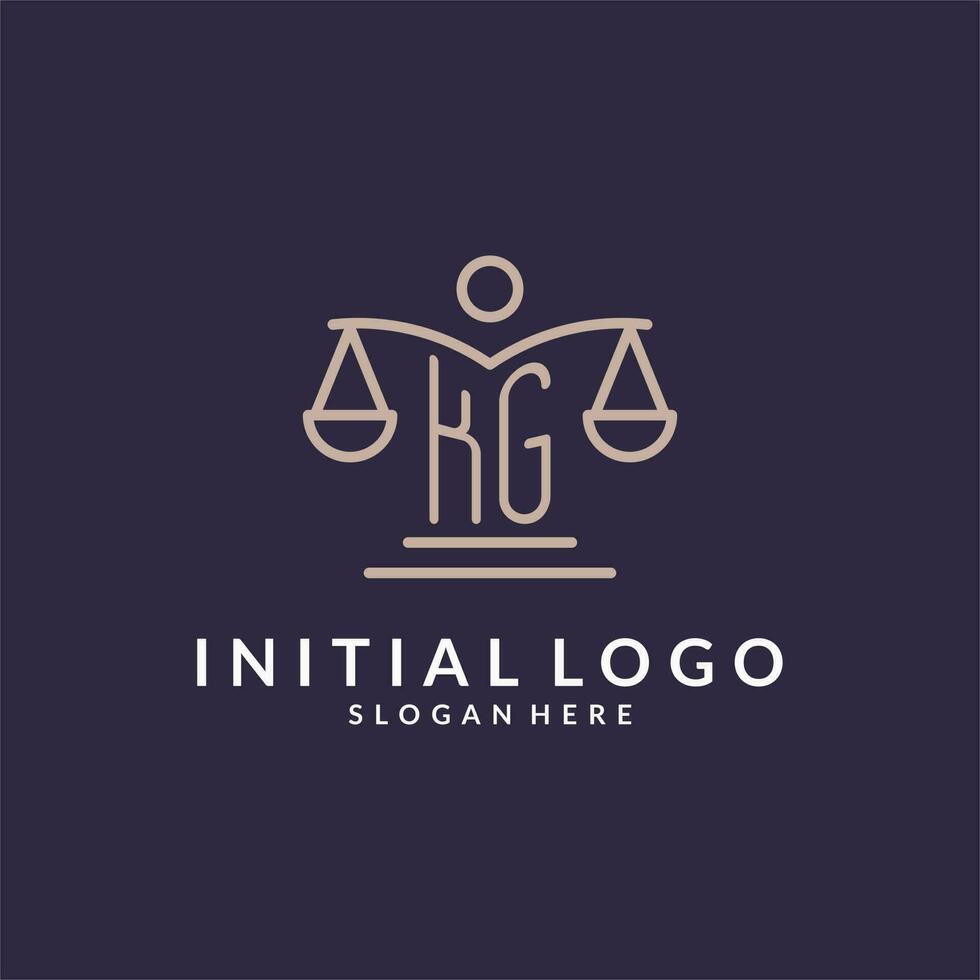 KG initials combined with the scales of justice icon, design inspiration for law firms in a modern and luxurious style vector