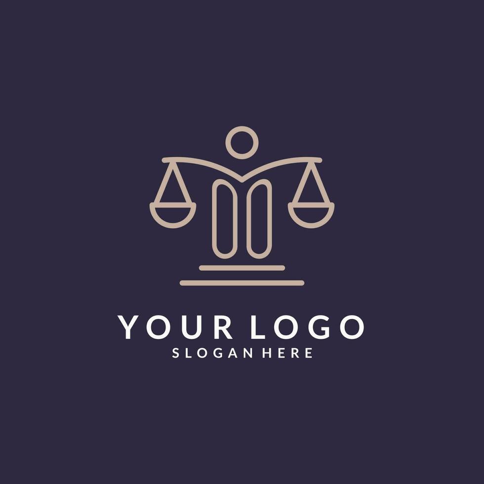 OO initials combined with the scales of justice icon, design inspiration for law firms in a modern and luxurious style vector