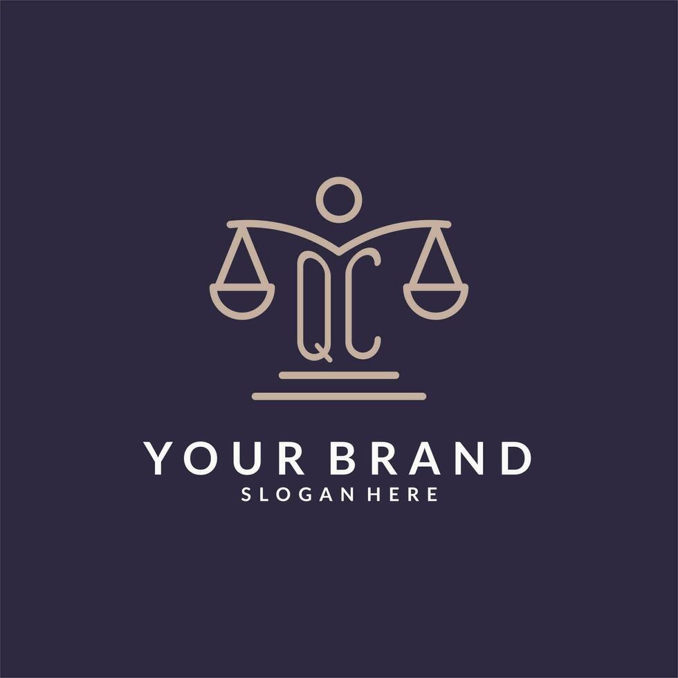 QC initials combined with the scales of justice icon, design inspiration for law firms in a modern and luxurious style vector