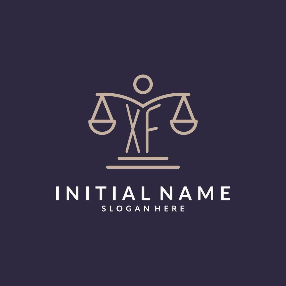 XF initials combined with the scales of justice icon, design inspiration for law firms in a modern and luxurious style vector