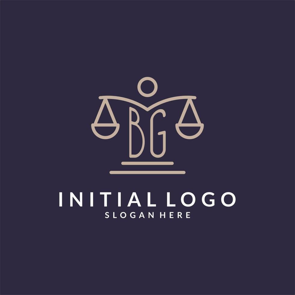 BG initials combined with the scales of justice icon, design inspiration for law firms in a modern and luxurious style vector