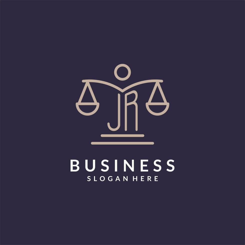 JR initials combined with the scales of justice icon, design inspiration for law firms in a modern and luxurious style vector