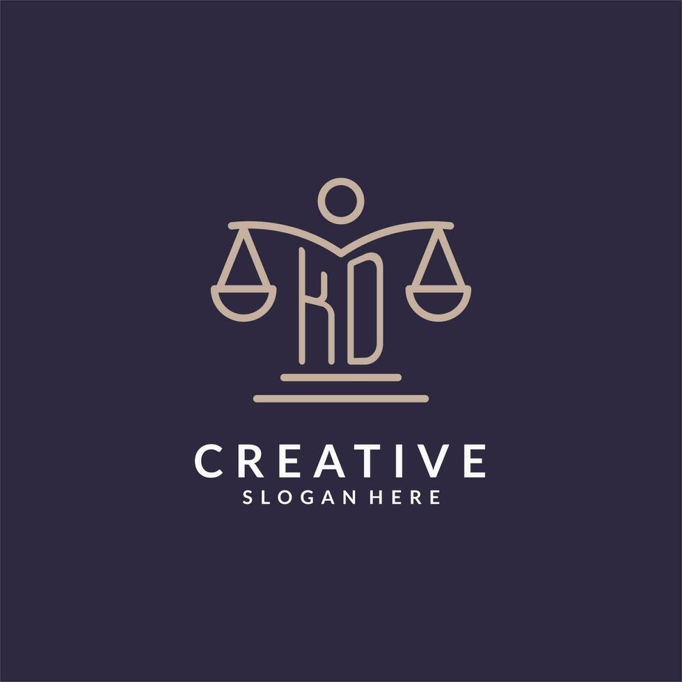 KD initials combined with the scales of justice icon, design inspiration for law firms in a modern and luxurious style vector