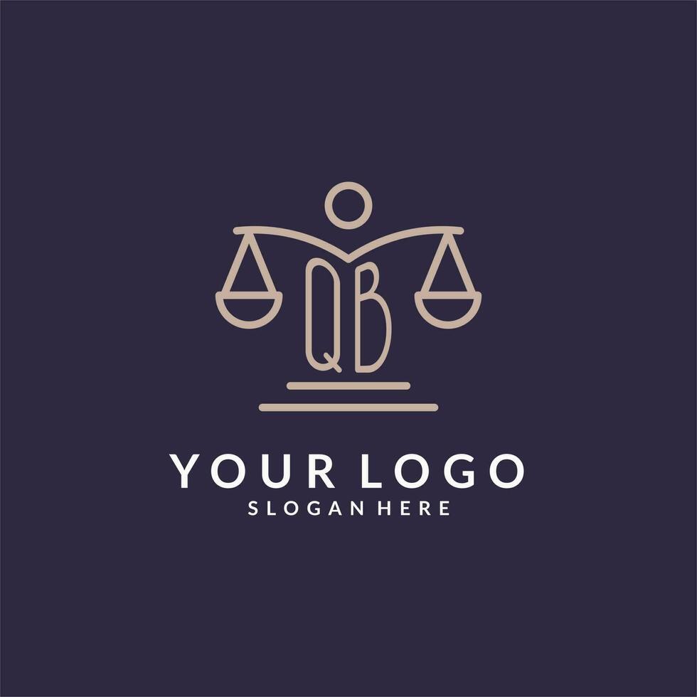 QB initials combined with the scales of justice icon, design inspiration for law firms in a modern and luxurious style vector