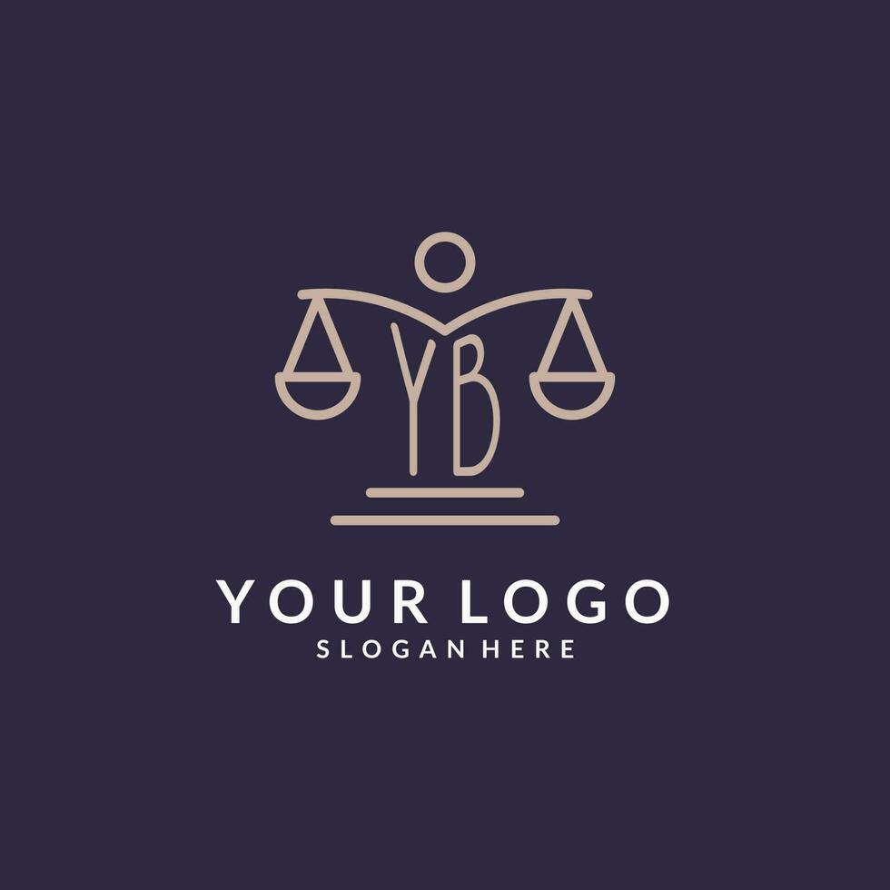 YB initials combined with the scales of justice icon, design inspiration for law firms in a modern and luxurious style vector