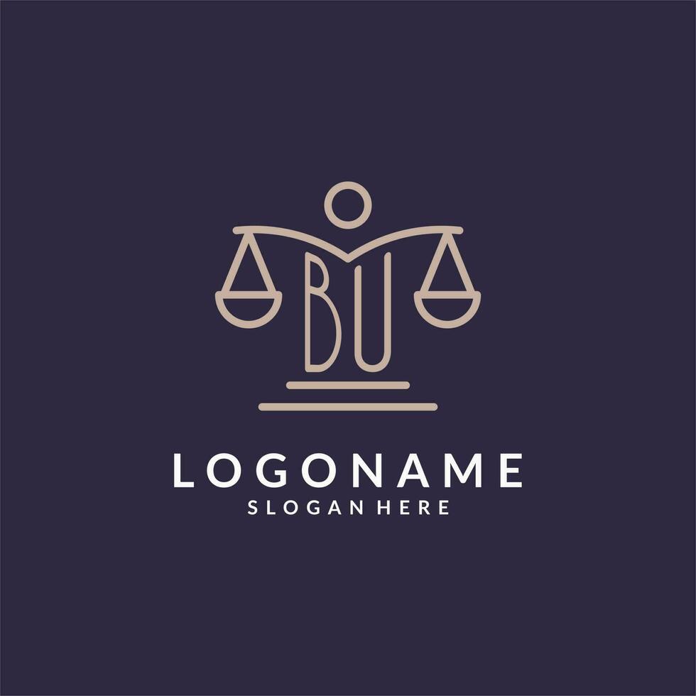 BU initials combined with the scales of justice icon, design inspiration for law firms in a modern and luxurious style vector