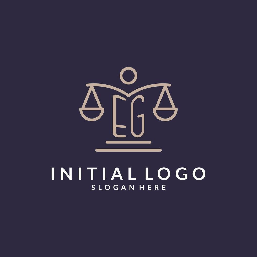 EG initials combined with the scales of justice icon, design inspiration for law firms in a modern and luxurious style vector