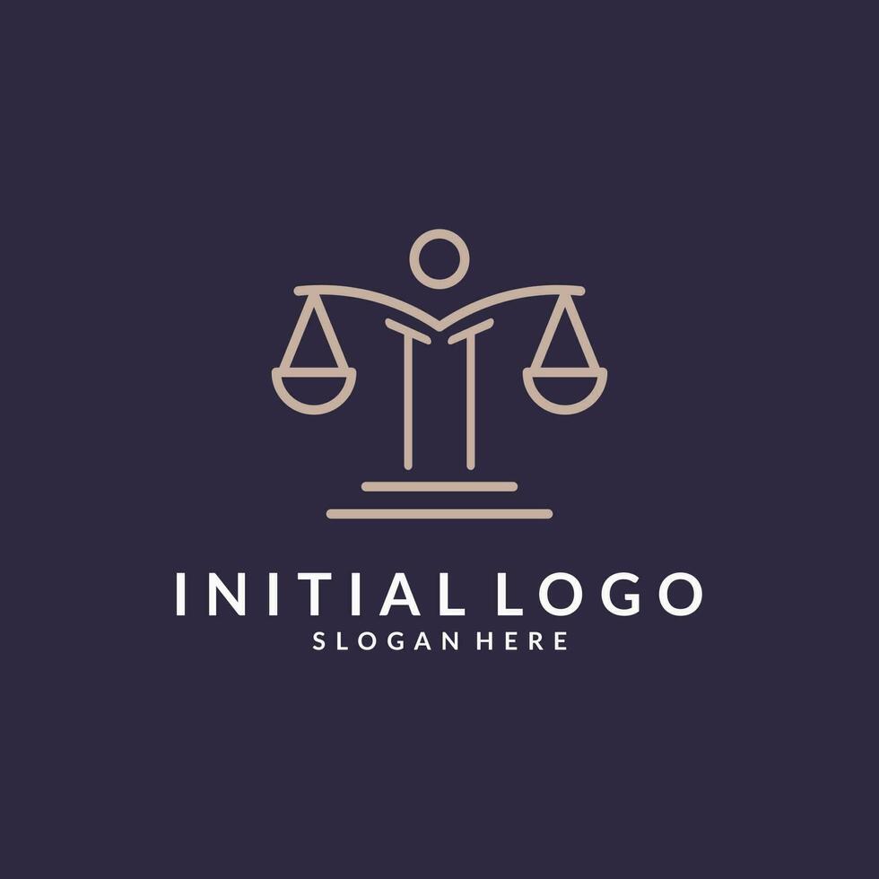 TT initials combined with the scales of justice icon, design inspiration for law firms in a modern and luxurious style vector