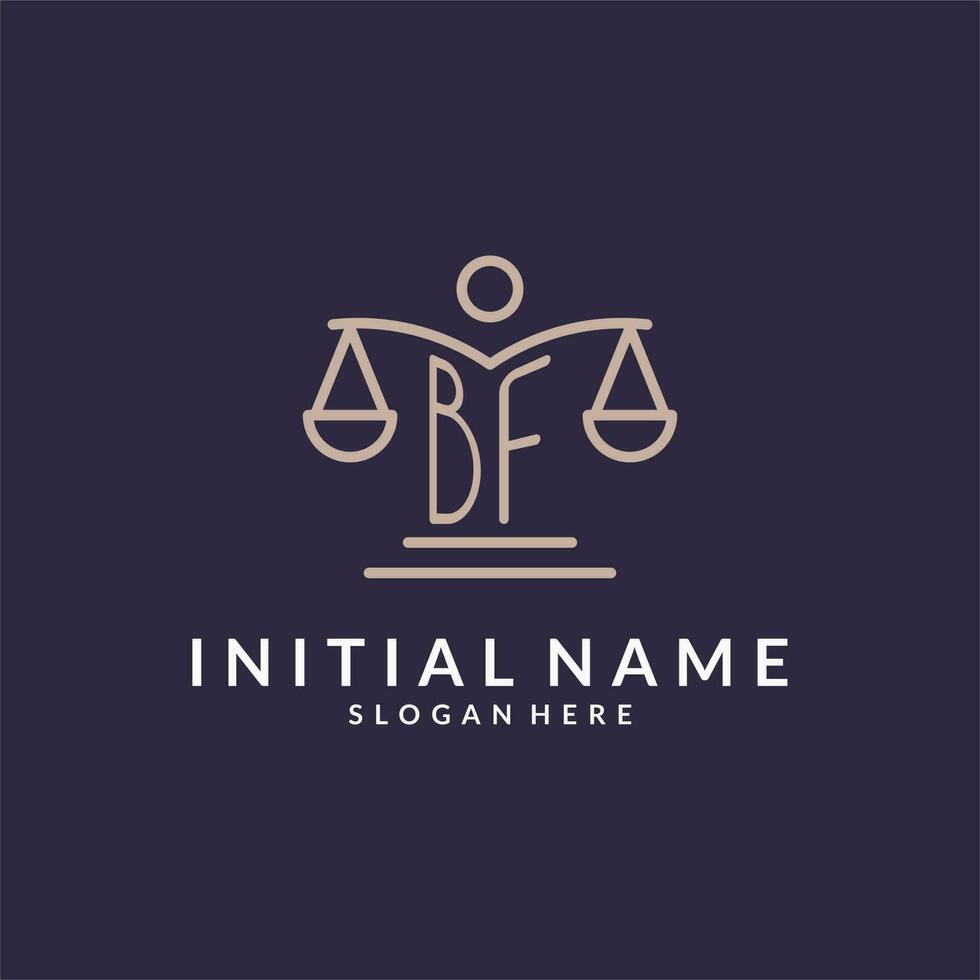 BF initials combined with the scales of justice icon, design inspiration for law firms in a modern and luxurious style vector