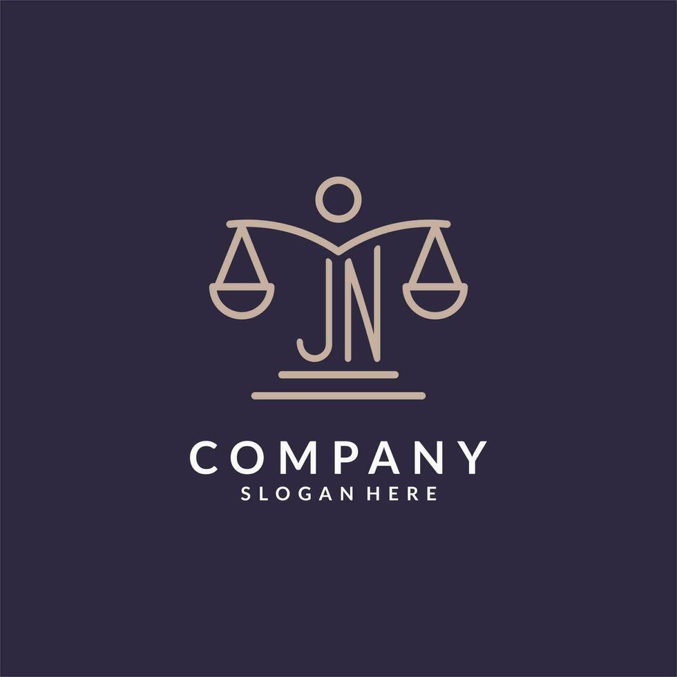 JN initials combined with the scales of justice icon, design inspiration for law firms in a modern and luxurious style vector