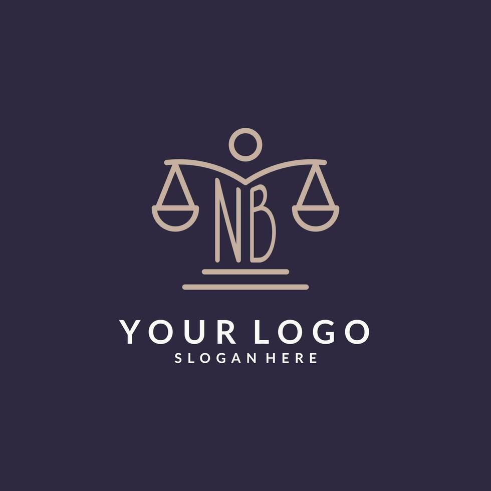 NB initials combined with the scales of justice icon, design inspiration for law firms in a modern and luxurious style vector