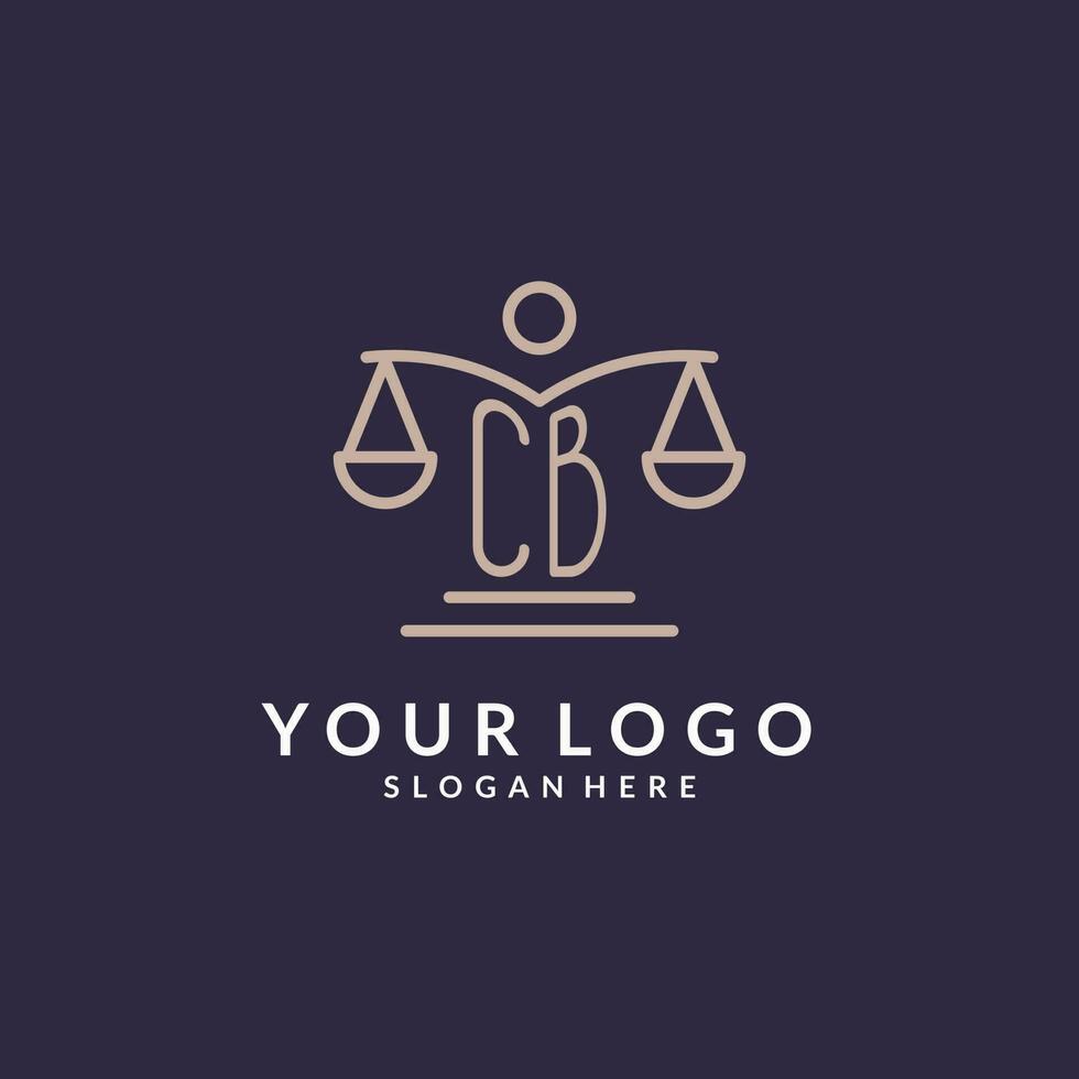CB initials combined with the scales of justice icon, design inspiration for law firms in a modern and luxurious style vector
