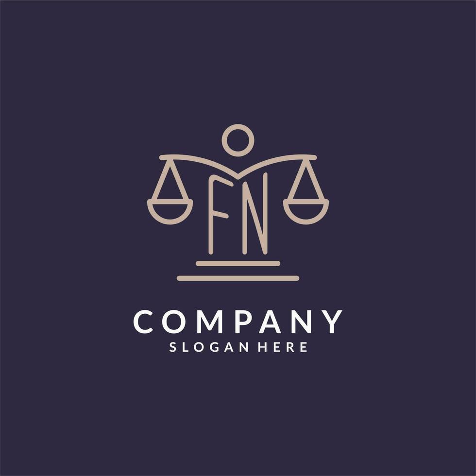 FN initials combined with the scales of justice icon, design inspiration for law firms in a modern and luxurious style vector