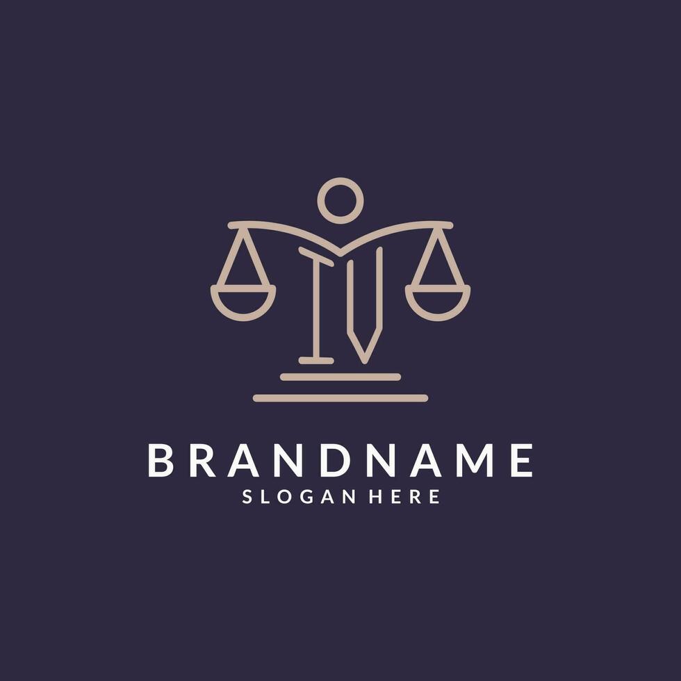 IV initials combined with the scales of justice icon, design inspiration for law firms in a modern and luxurious style vector