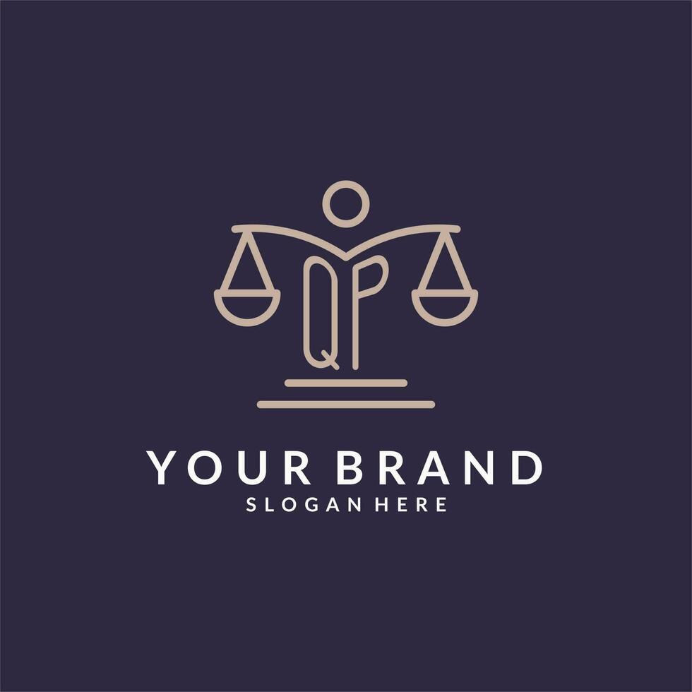 QP initials combined with the scales of justice icon, design inspiration for law firms in a modern and luxurious style vector