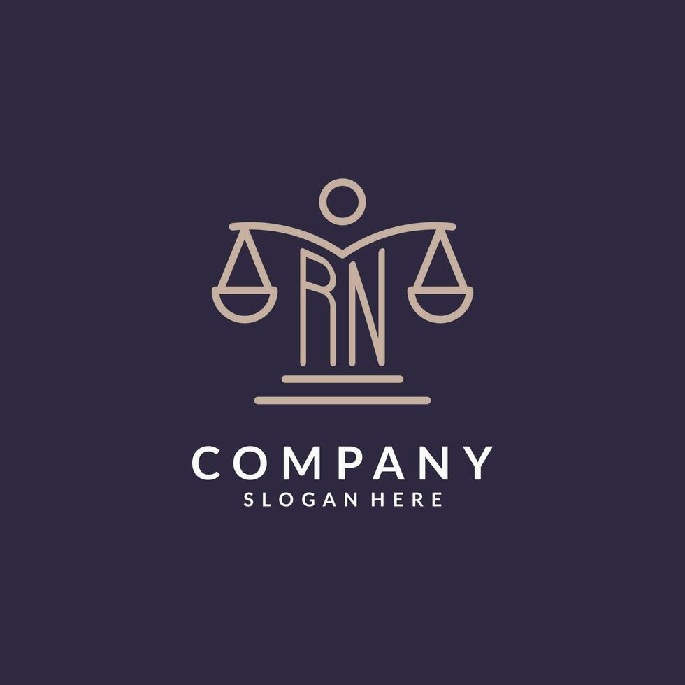 RN initials combined with the scales of justice icon, design inspiration for law firms in a modern and luxurious style vector