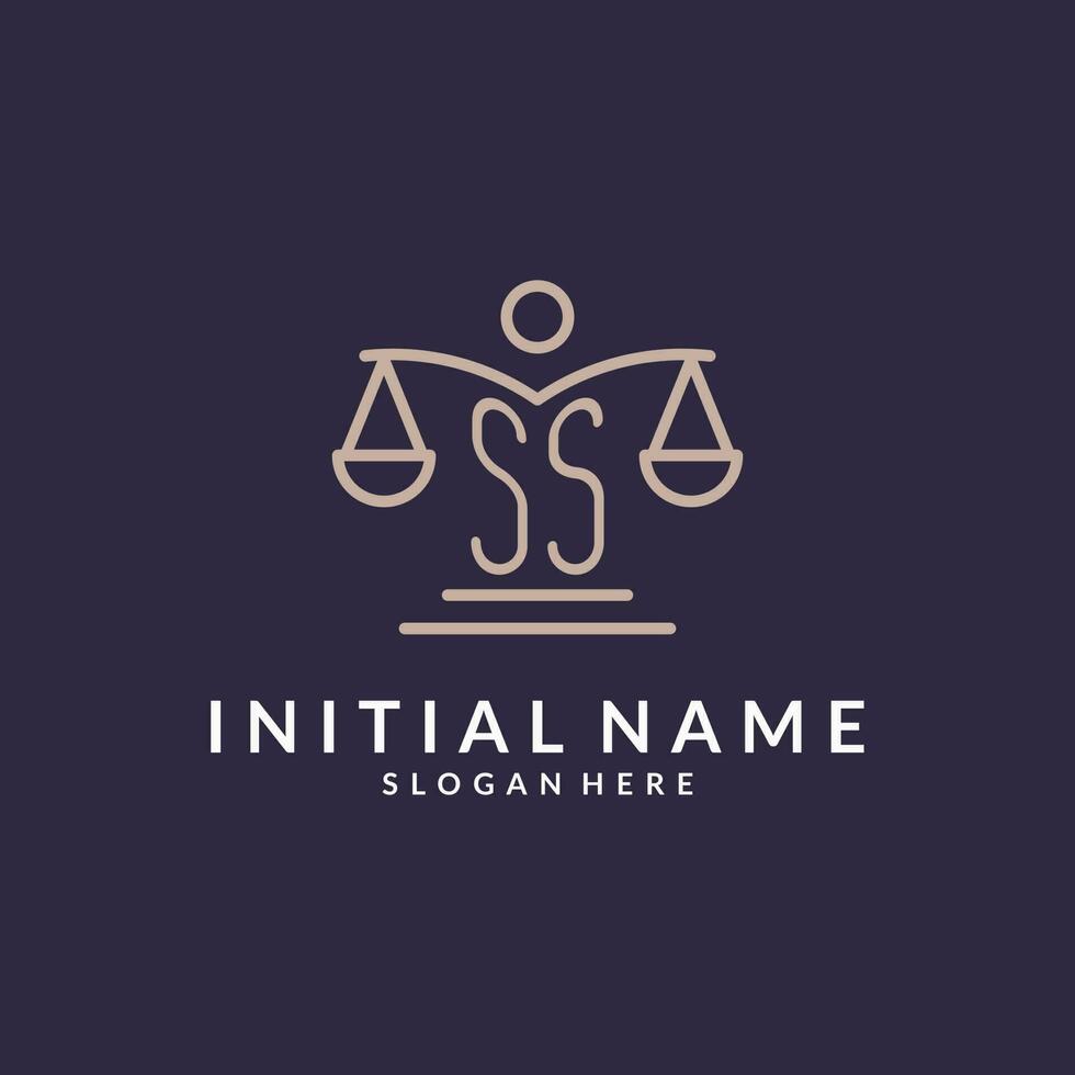 SS initials combined with the scales of justice icon, design inspiration for law firms in a modern and luxurious style vector