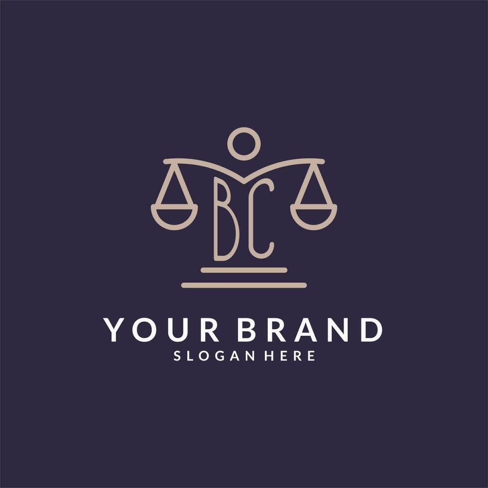 BC initials combined with the scales of justice icon, design inspiration for law firms in a modern and luxurious style vector