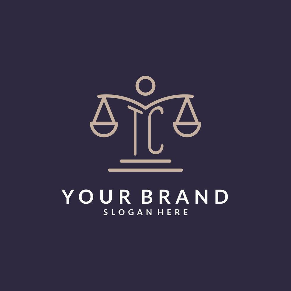 TC initials combined with the scales of justice icon, design inspiration for law firms in a modern and luxurious style vector