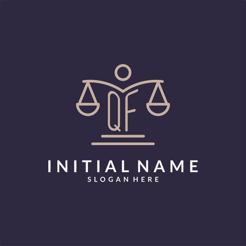 QF initials combined with the scales of justice icon, design inspiration for law firms in a modern and luxurious style vector