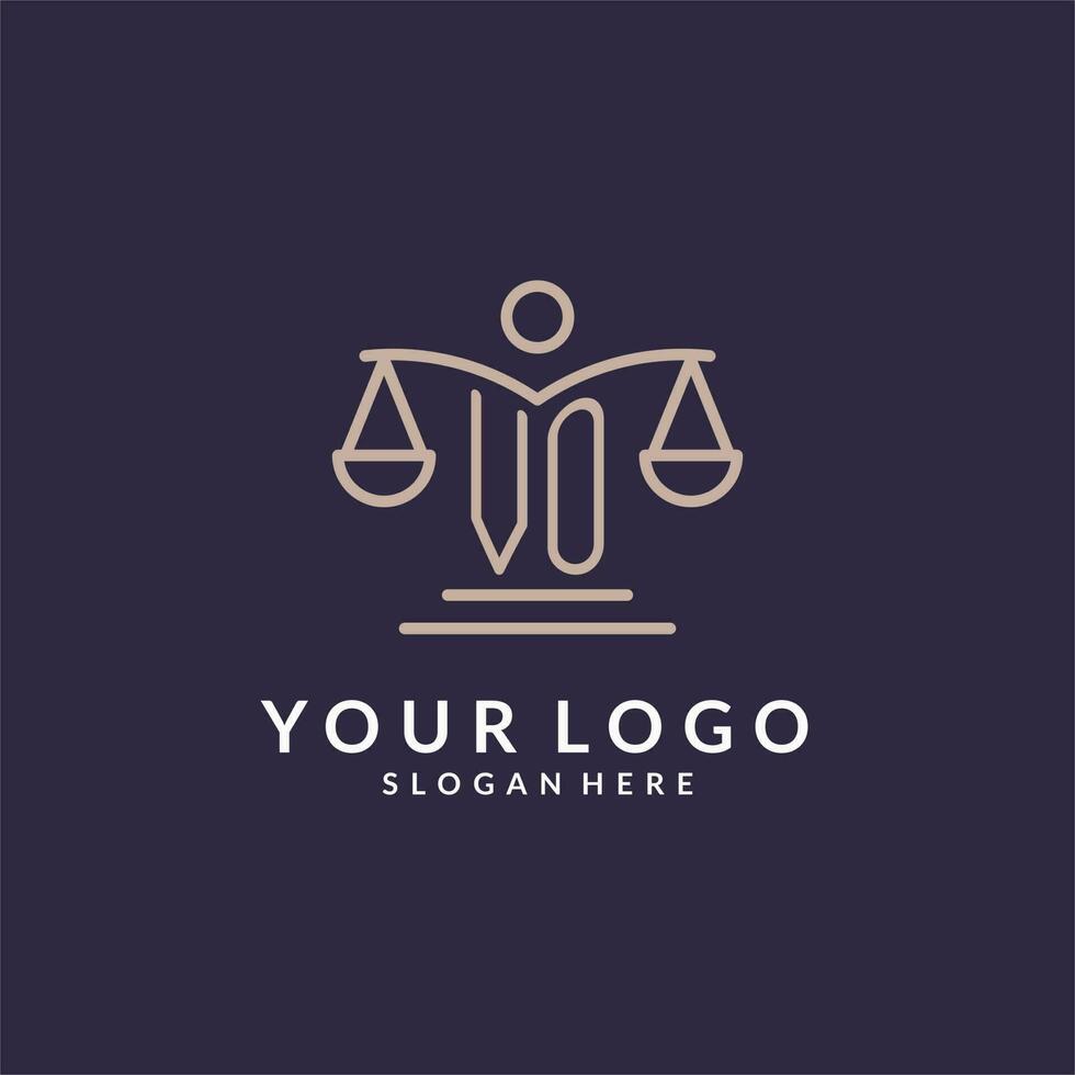 VO initials combined with the scales of justice icon, design inspiration for law firms in a modern and luxurious style vector