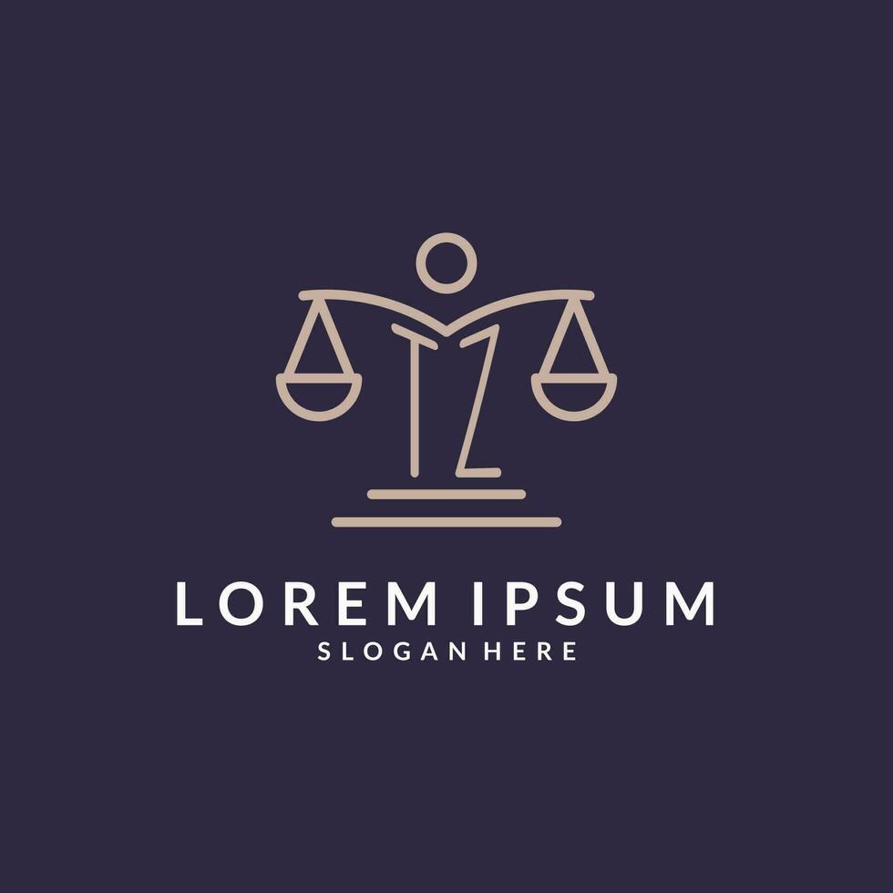 TZ initials combined with the scales of justice icon, design inspiration for law firms in a modern and luxurious style vector