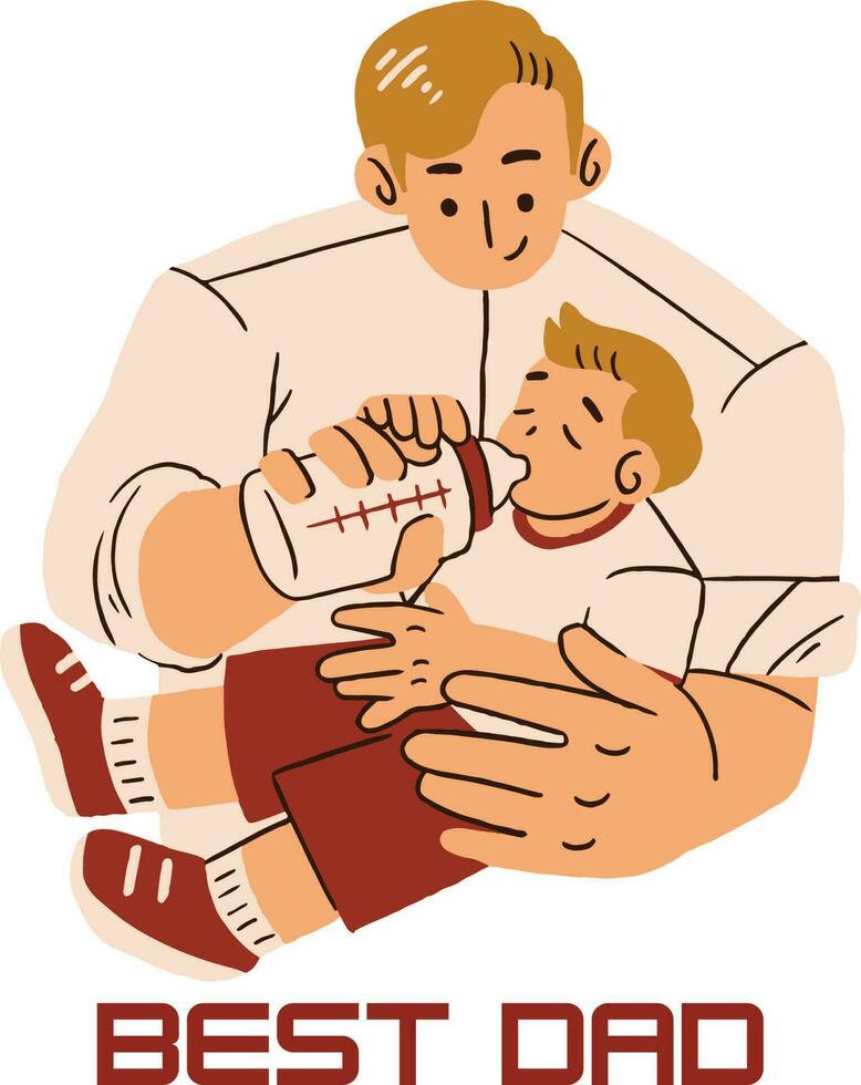 Dad With Son. Father Love Son . Father's Day. Vector illustration