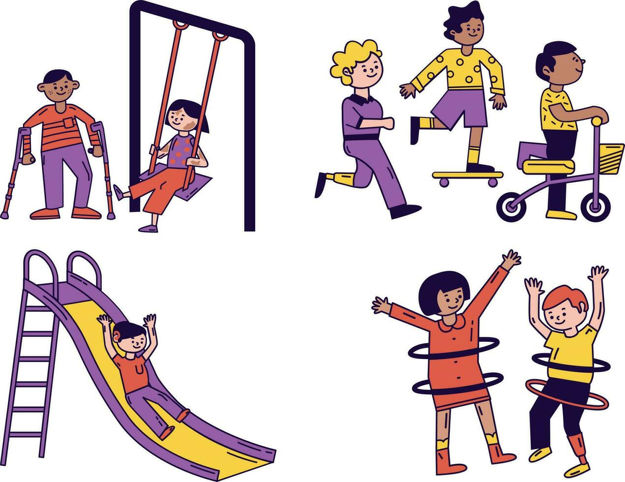 children playing with a toy. children set. Children day. vector design