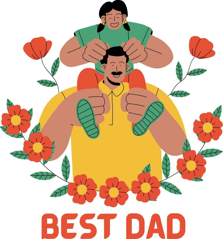 hija con papá . padre amor hija . del padre día. vector ilustración