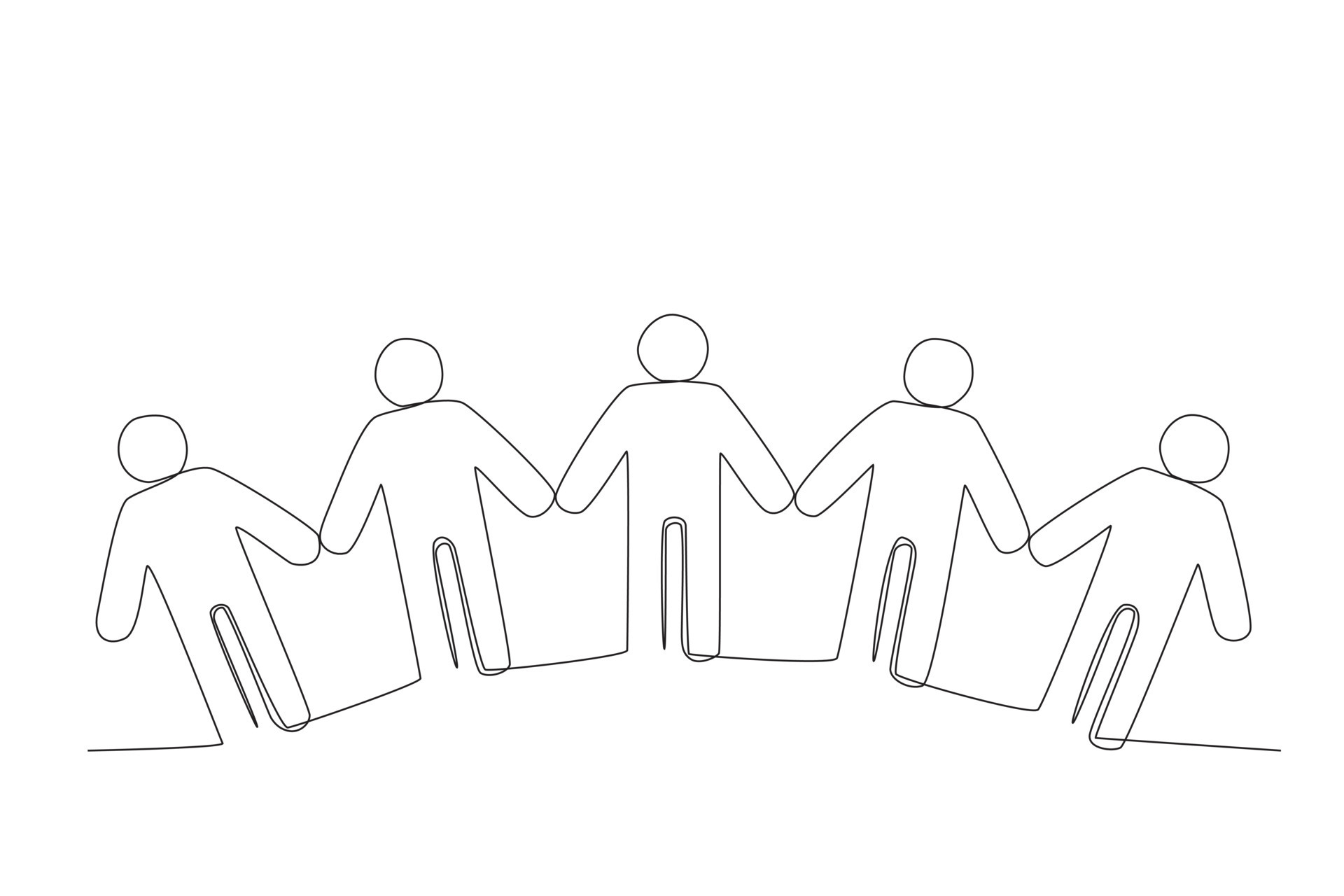 Five people stand hand in hand 23708809 Vector Art at Vecteezy