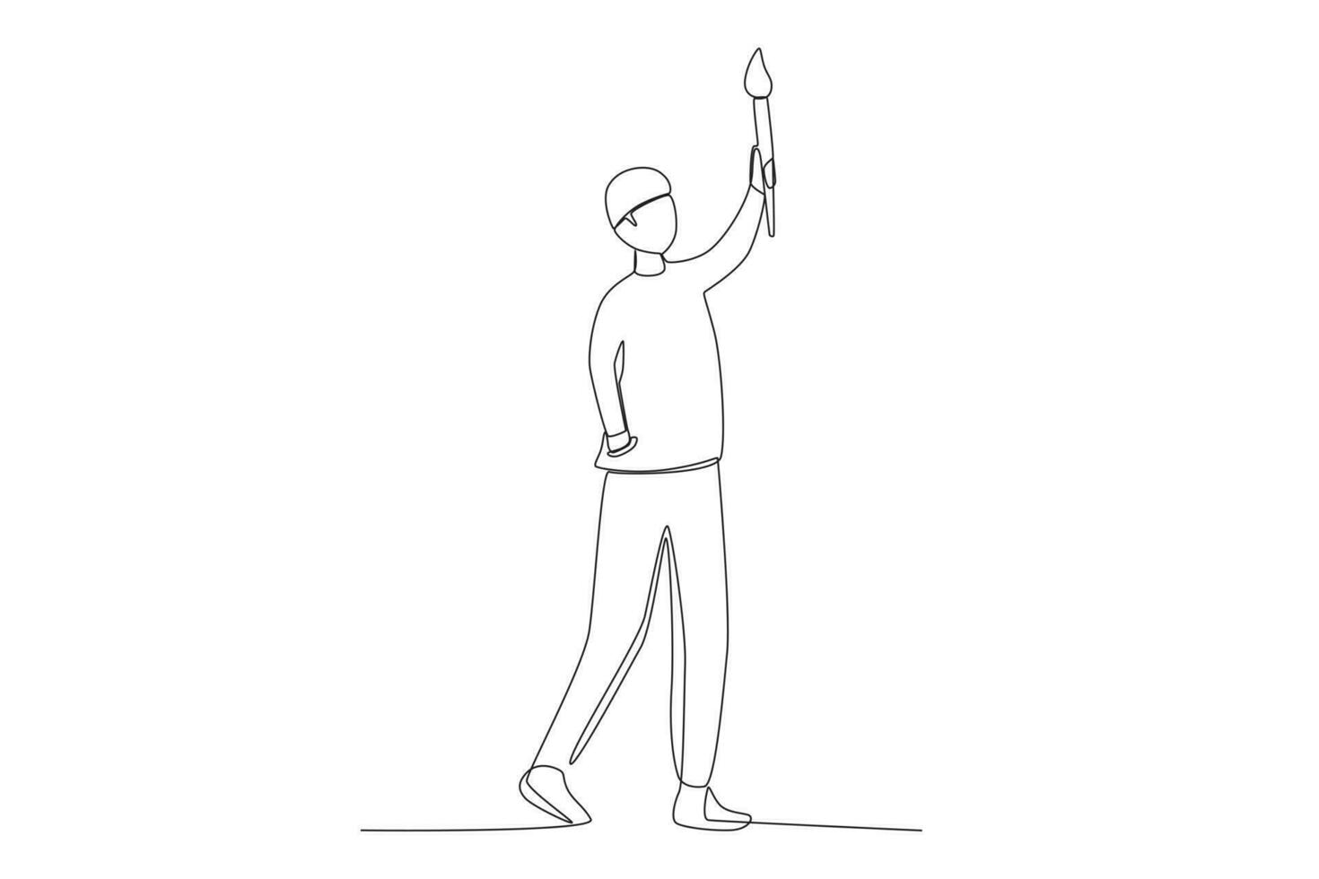 A man raised a torch in his hand vector