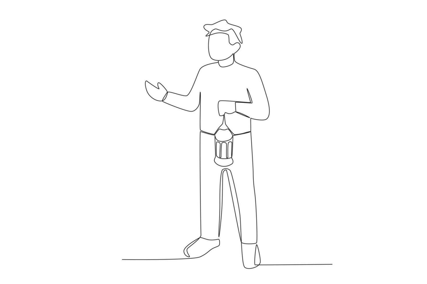 A man carries a lantern on the Islamic new year vector